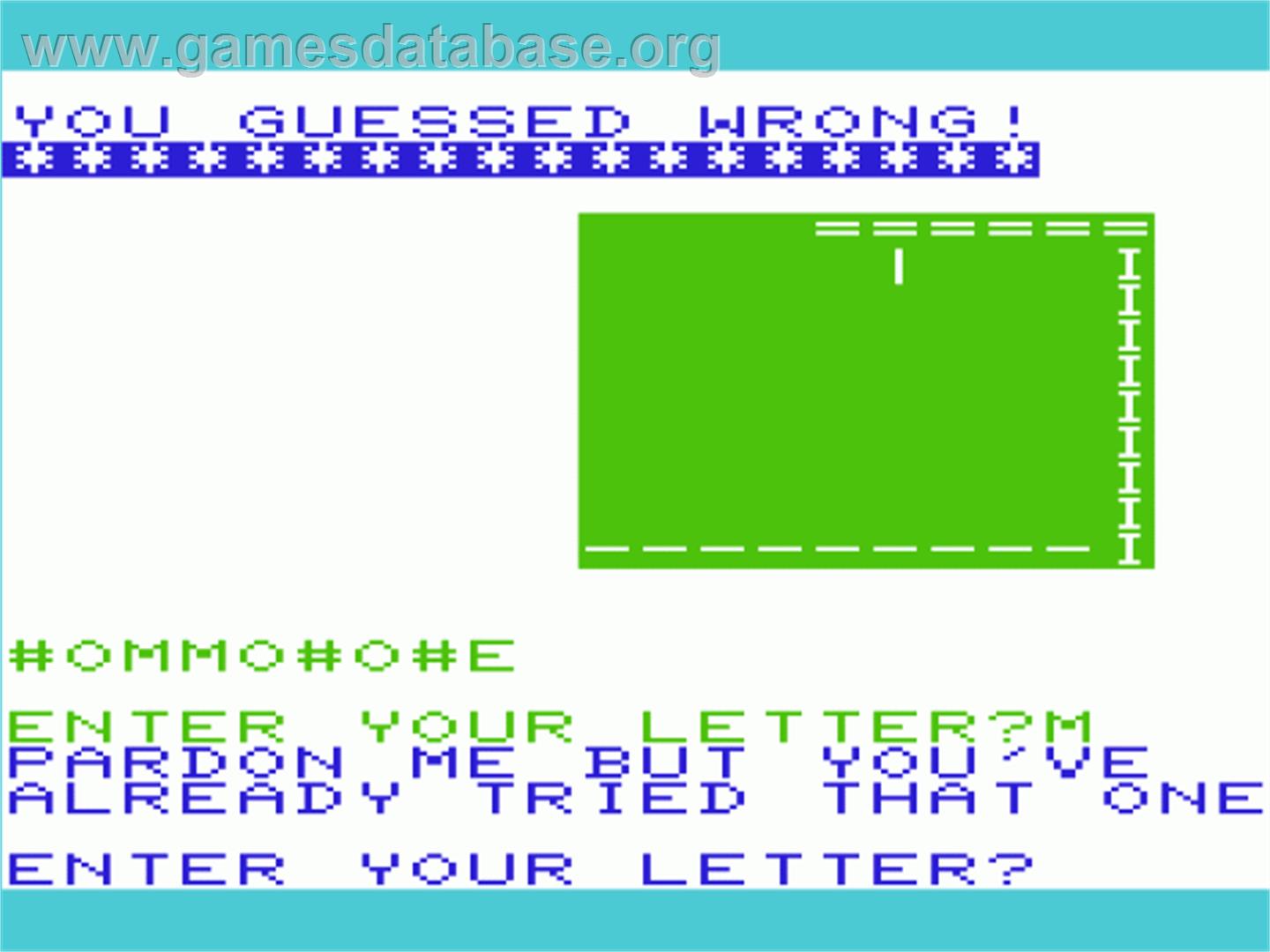 Hangman - Commodore VIC-20 - Artwork - In Game