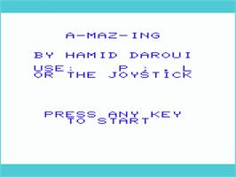 Title screen of A-maz-ing on the Commodore VIC-20.