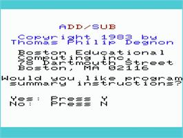 Title screen of Add-sub on the Commodore VIC-20.