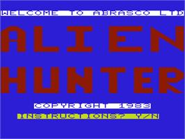 Title screen of Alien Hunter on the Commodore VIC-20.