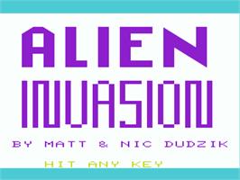 Title screen of Alien Invasion on the Commodore VIC-20.