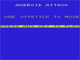 Title screen of Android Attack on the Commodore VIC-20.