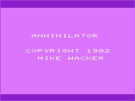 Title screen of Annihilator on the Commodore VIC-20.