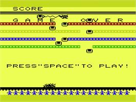 Title screen of Antimatter Splatter on the Commodore VIC-20.