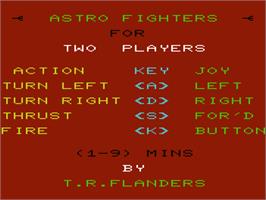 Title screen of Astro Fighters on the Commodore VIC-20.