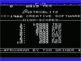 Title screen of Astroblitz on the Commodore VIC-20.
