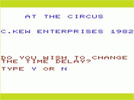 Title screen of At The Circus on the Commodore VIC-20.