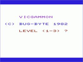 Title screen of Backgammon on the Commodore VIC-20.