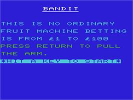 Title screen of Bandit on the Commodore VIC-20.