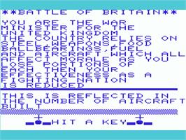 Title screen of Battle Of Britain on the Commodore VIC-20.