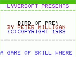 Title screen of Bird Of Prey on the Commodore VIC-20.
