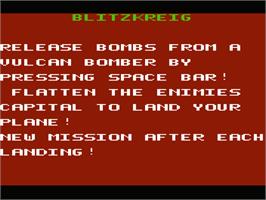 Title screen of Blitzkrieg on the Commodore VIC-20.