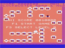 Title screen of Block Buster on the Commodore VIC-20.