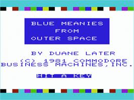 Title screen of Blue Meanies From Outer Space on the Commodore VIC-20.