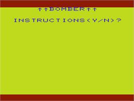 Title screen of Bomber on the Commodore VIC-20.