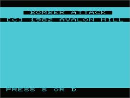 Title screen of Bomber Attack on the Commodore VIC-20.