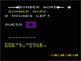 Title screen of Bomber Word on the Commodore VIC-20.