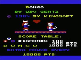 Title screen of Bongo on the Commodore VIC-20.