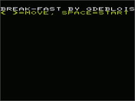 Title screen of Break-fast on the Commodore VIC-20.
