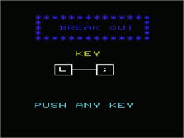 Title screen of Break-out! on the Commodore VIC-20.
