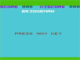 Title screen of Bridge Man on the Commodore VIC-20.