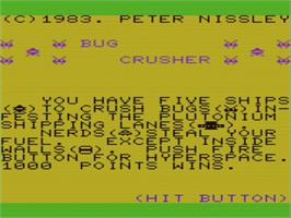 Title screen of Bug Crusher on the Commodore VIC-20.