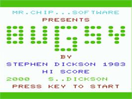 Title screen of Bugsy on the Commodore VIC-20.