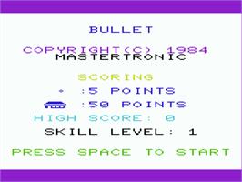 Title screen of Bullet on the Commodore VIC-20.