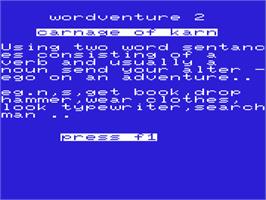 Title screen of Carnage Of Karn on the Commodore VIC-20.