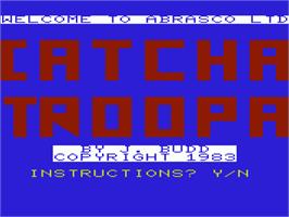 Title screen of Catcha Troopa on the Commodore VIC-20.