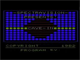 Title screen of Cave-in on the Commodore VIC-20.