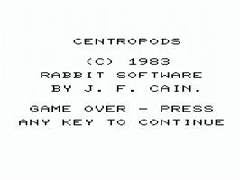 Title screen of Centropods on the Commodore VIC-20.