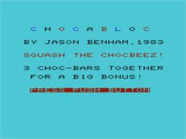 Title screen of Chocabloc on the Commodore VIC-20.