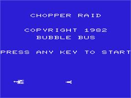 Title screen of Chopper Raid on the Commodore VIC-20.