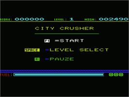 Title screen of City Crusher on the Commodore VIC-20.