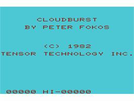 Title screen of Cloudburst on the Commodore VIC-20.
