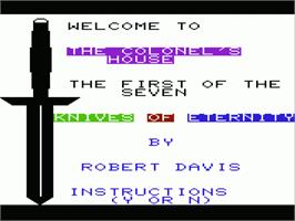 Title screen of Colonel's House on the Commodore VIC-20.