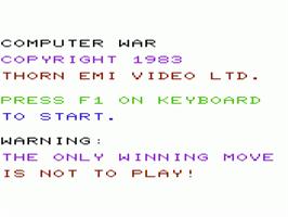 Title screen of Computer War on the Commodore VIC-20.