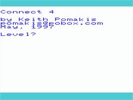 Title screen of Connect 4 on the Commodore VIC-20.