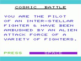 Title screen of Cosmic Battle on the Commodore VIC-20.