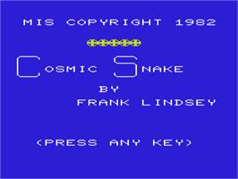 Title screen of Cosmic Snake on the Commodore VIC-20.