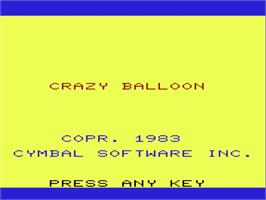 Title screen of Crazy Balloon on the Commodore VIC-20.