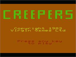 Title screen of Creepers on the Commodore VIC-20.