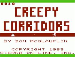 Title screen of Creepy Corridors on the Commodore VIC-20.