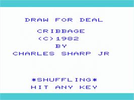 Title screen of Cribbage on the Commodore VIC-20.