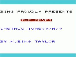 Title screen of Crypt, The on the Commodore VIC-20.