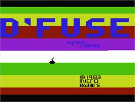 Title screen of D'fuse on the Commodore VIC-20.