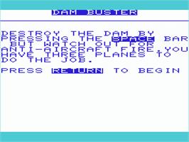 Title screen of Dam Busters on the Commodore VIC-20.