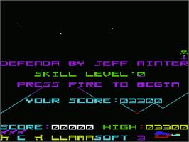 Title screen of Defenda on the Commodore VIC-20.