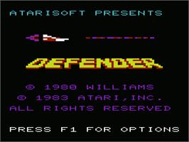 Title screen of Defender on the Commodore VIC-20.